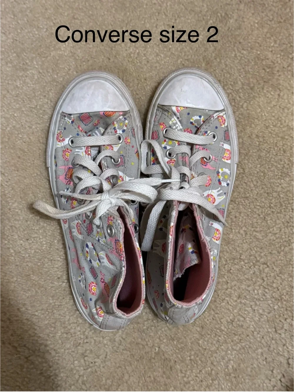 Converse Kids Gray Floral High-Top Sneakers with Pink Lining